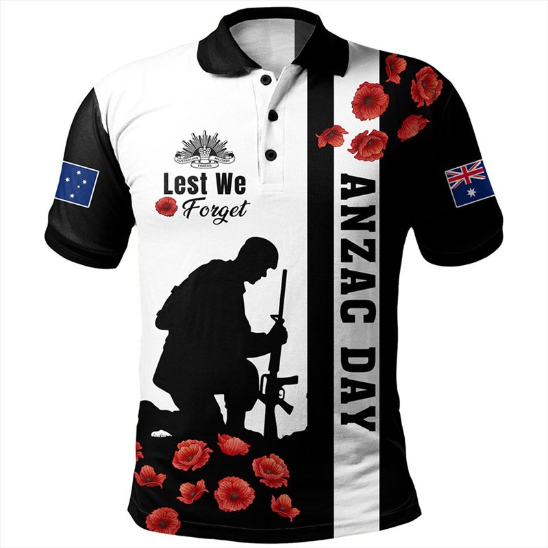 Street Fashion Men 2025 - Lest We Vergeet Anzac Dag Poloshirt