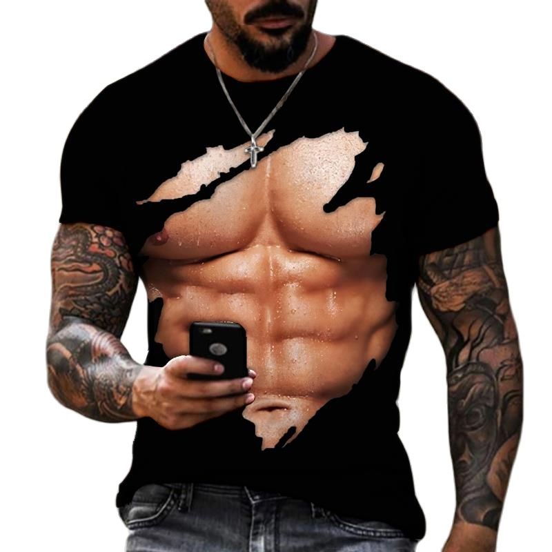 Street Fashion For Short Guys - Zomer Mode Mannen 3D Gedrukt Spier