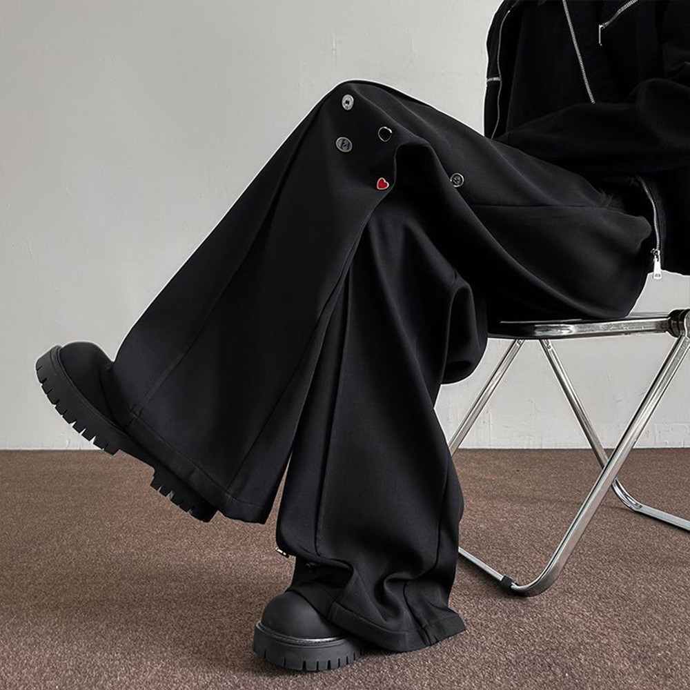 Street Fashion Men 2025 - Herenbroeken Knoopdecoratie Dunne casual broek Lente