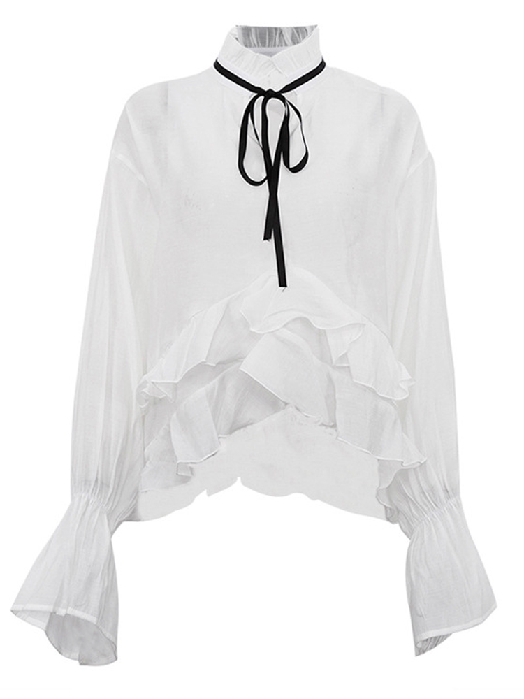 Fashion Street Night - Sexy Ruffle Lace-up Blouse Vrouwen Chic