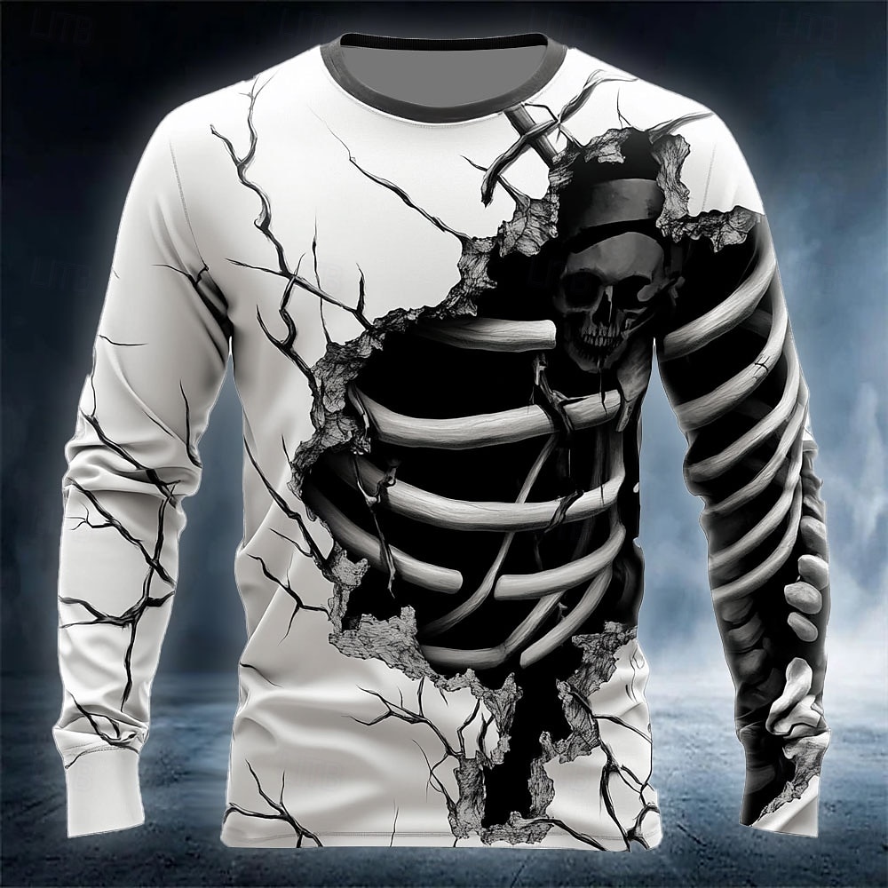 Street Fashion Y2K - Grappig 3D Schedelprint Heren T-shirt Mode