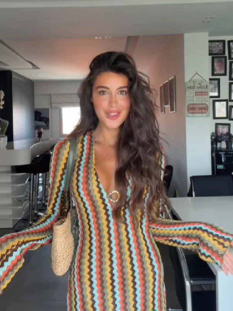 Gebreide jurk Meerkleurige zig - Fashion Street Night recensie en prijs