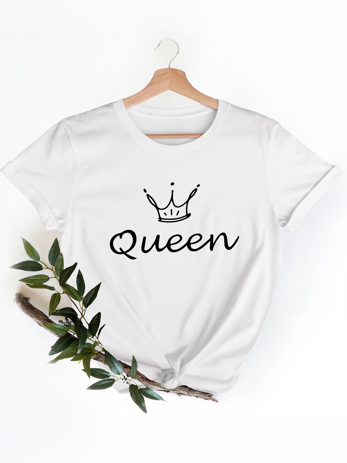 Wit dames-T-shirt met Crown Qu - Queen Street Fashion recensie en prijs