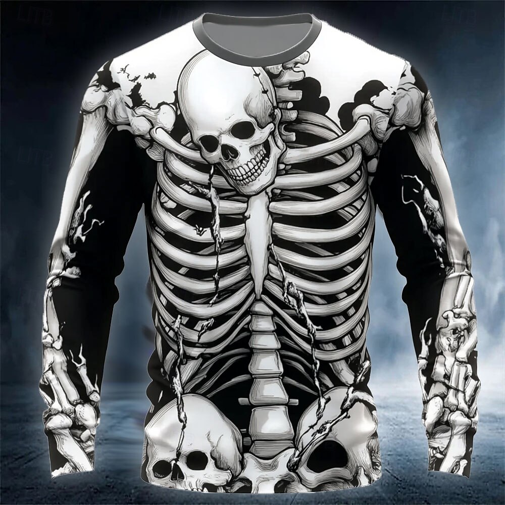 Grappig 3D Schedelprint Heren  - Street Fashion Y2K recensie en prijs