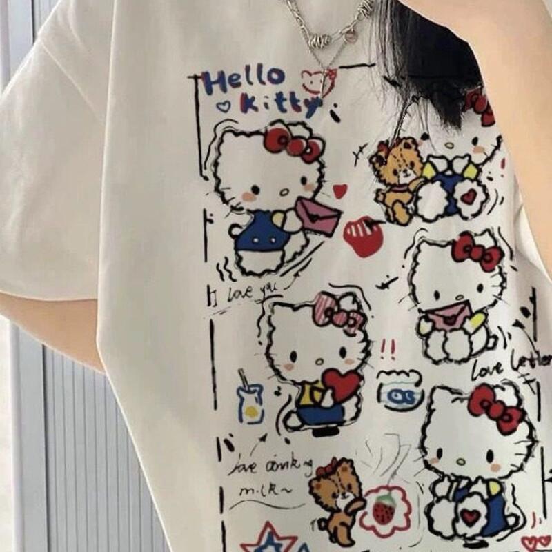 Korte mouwen zomer Hello Kitty - Street Fashion Y2K recensie en prijs